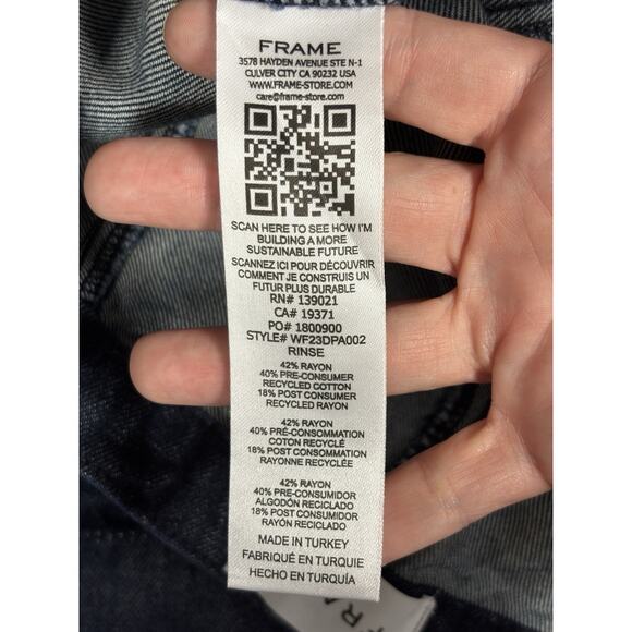 Frame Wide Leg Jeans 31 Dark Denim Wash Pockets High Rise Tall - Picture 4 of 11